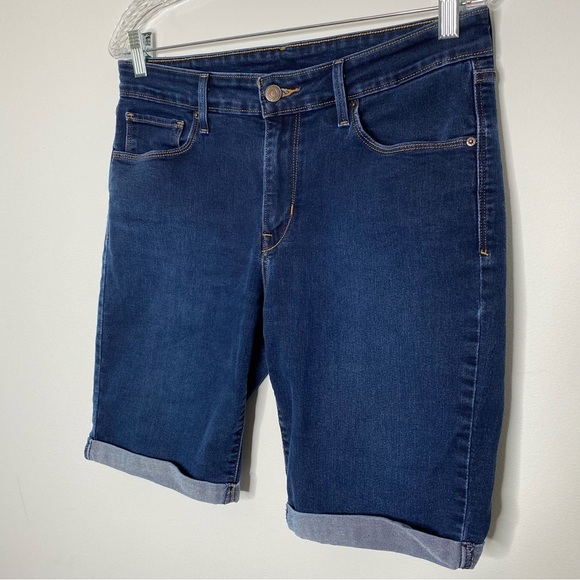 Levi's Mid Length Dark Wash Denim Shorts - Picture 1 of 10